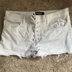 Express White Lace up Shorts